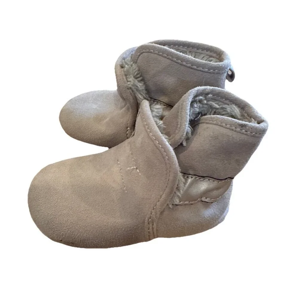 Surprize Stride Rite Charlie Toddler Boys S (6-12M) Brown Faux Fur Lined Booties